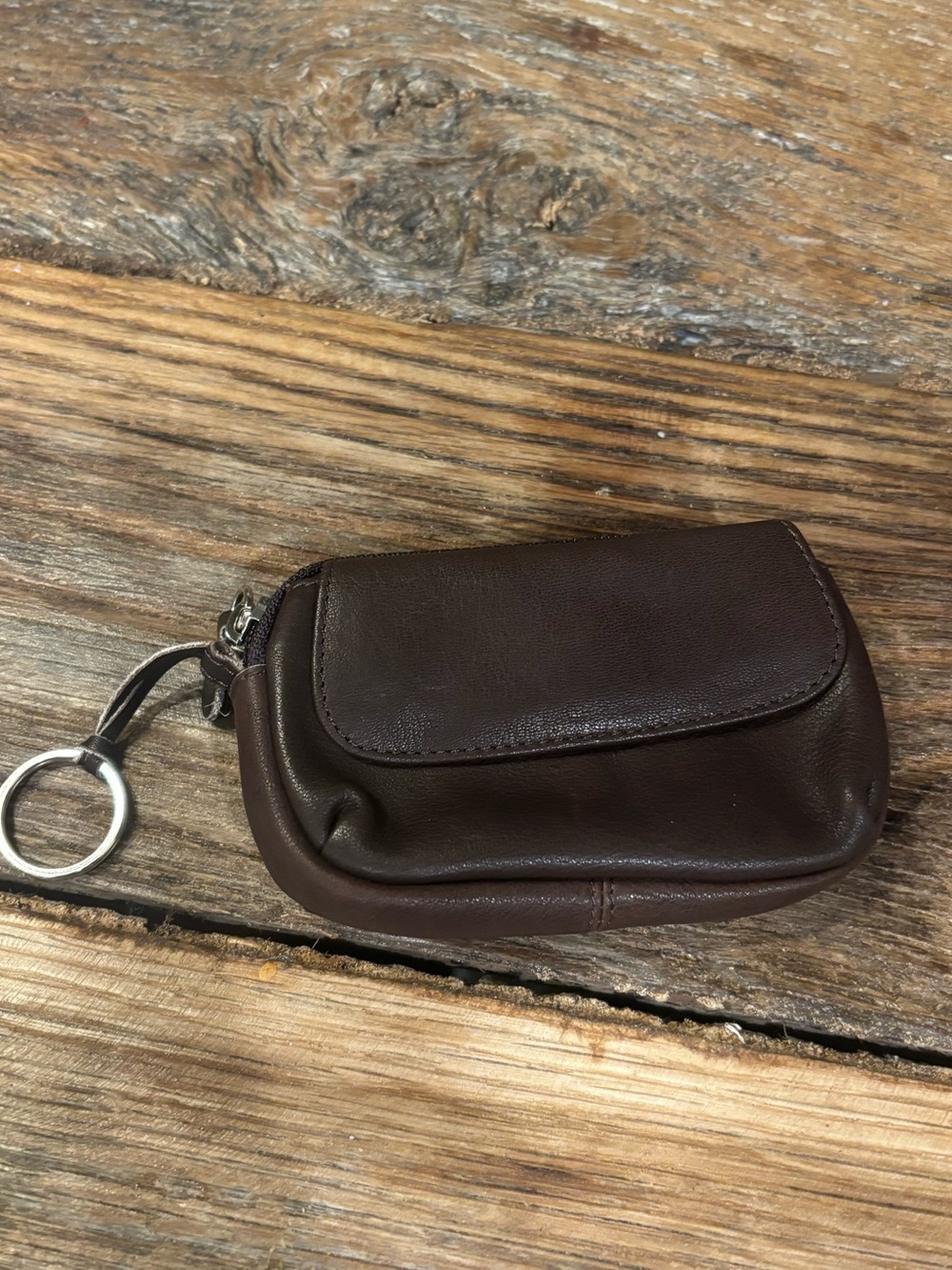 Wilsons Leather Brown Genuine Leather Change Purse Keychain Wallet - Picture 2 of 7